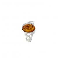 Bague en argent et ambre ovale