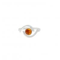 Bague en argent et ambre ronde