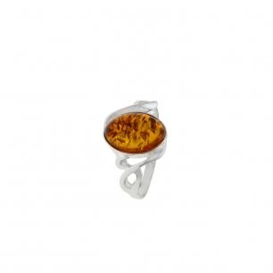 Bague en argent et ambre ovale