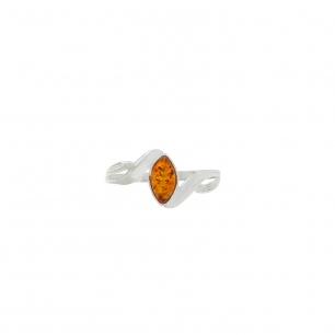 Bague en argent et ambre ovale